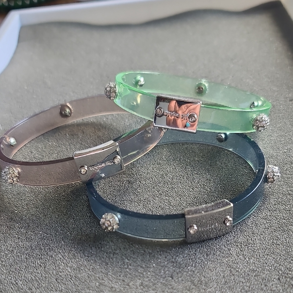 Lia Sophia "Glazed" Cut Crystals & Resin Bangles - Set Of 3